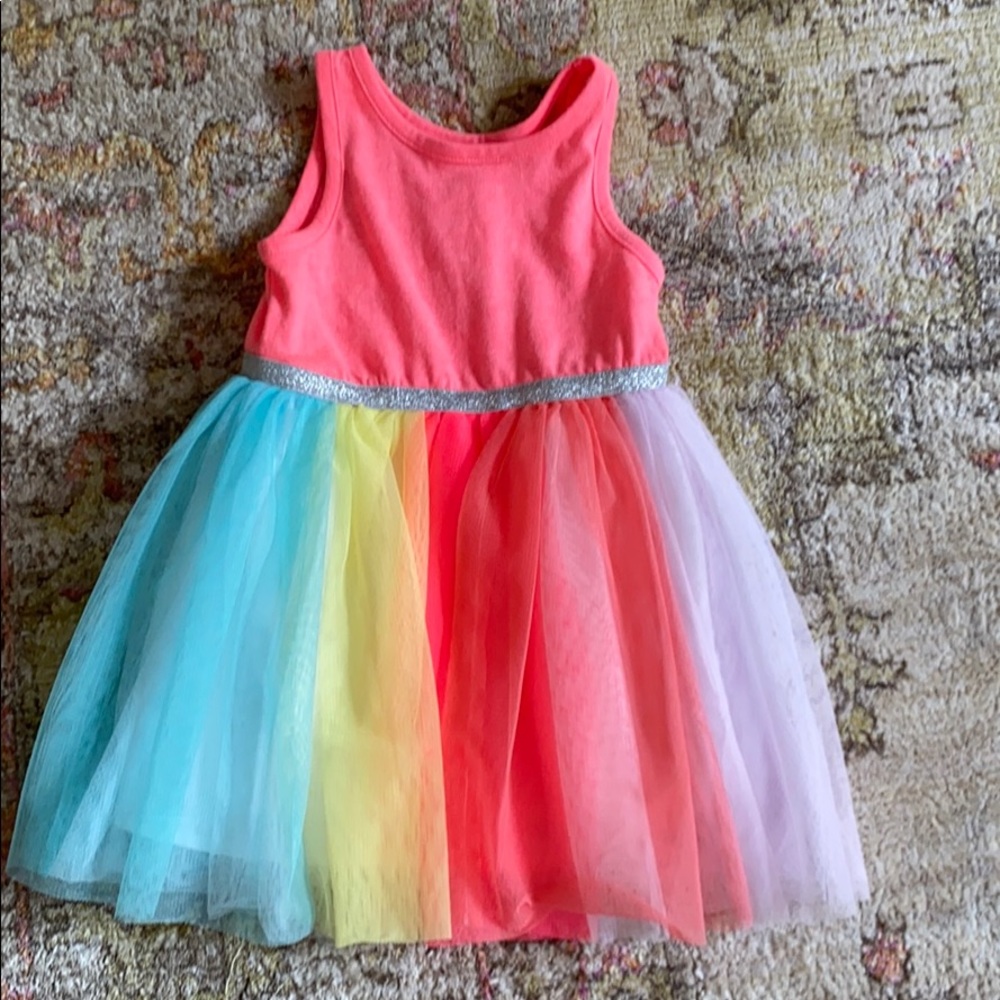 Cat and Jack rainbow tulle toddler dress